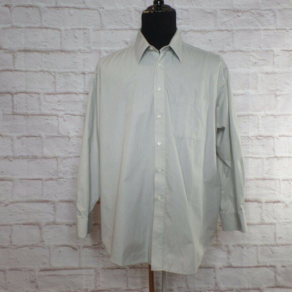 Beverly Hills Polo Club Mens Dress Shirt 18 34 35 Light Gray XXL Pocket